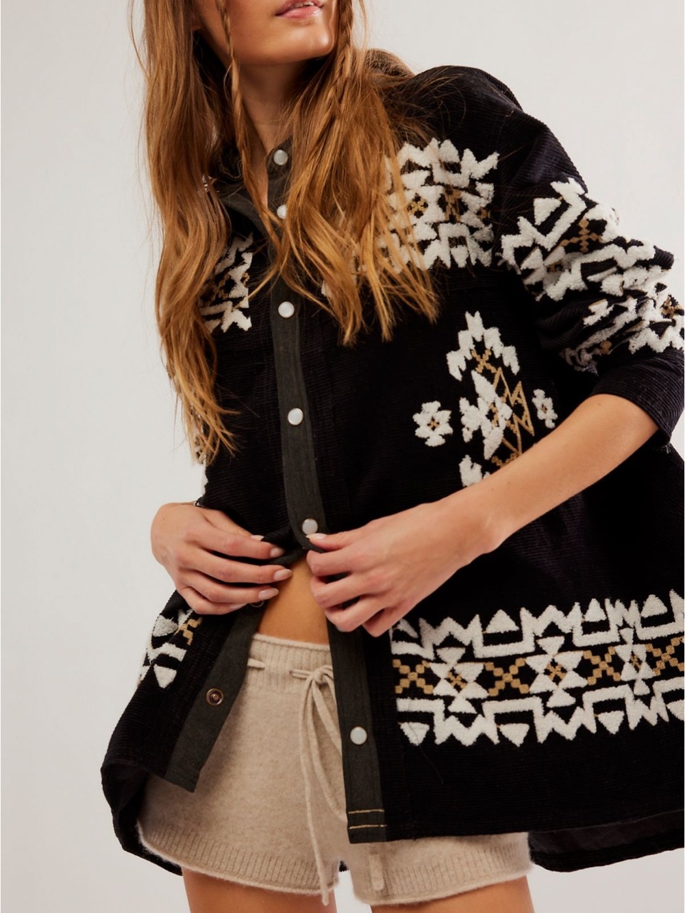 We the free cozy up embroidered shirt/jacket shacket